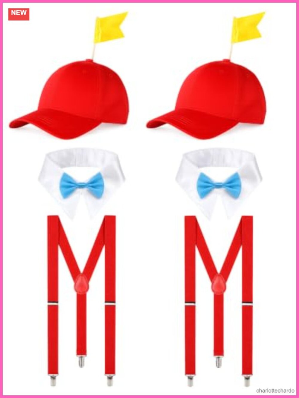 6Pc Adult Halloween Costume Set Hat Suspenders Bow Tie Cosplay Party